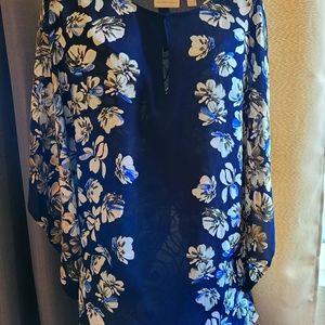 New York and Company Blue Flower Blouse